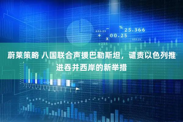 蔚莱策略 八国联合声援巴勒斯坦，谴责以色列推进吞并西岸的新举措